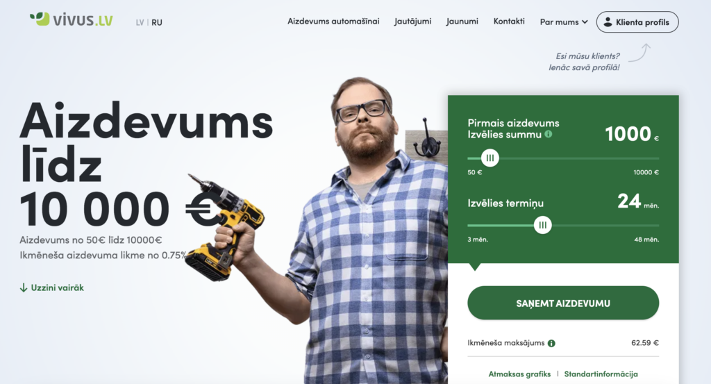 vivus aizdevums majaslapa